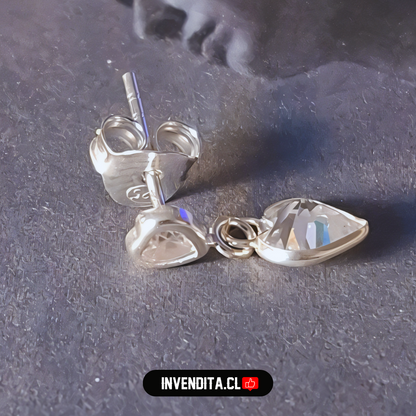 Aros de Plata 925 dos corazones colgando