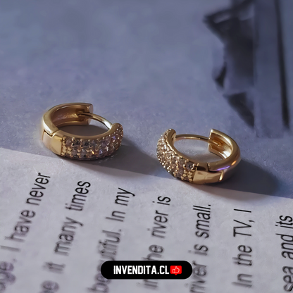 Aros enchapados en oro argollas Huggies con circones