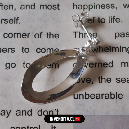 Aros de plata 925 pequeña flor de circón con ovalo irregular