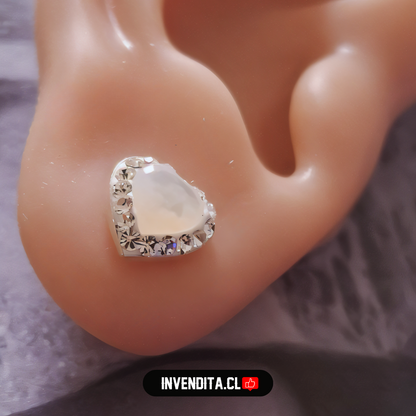 Aros de plata 925 corazón con perla y circones