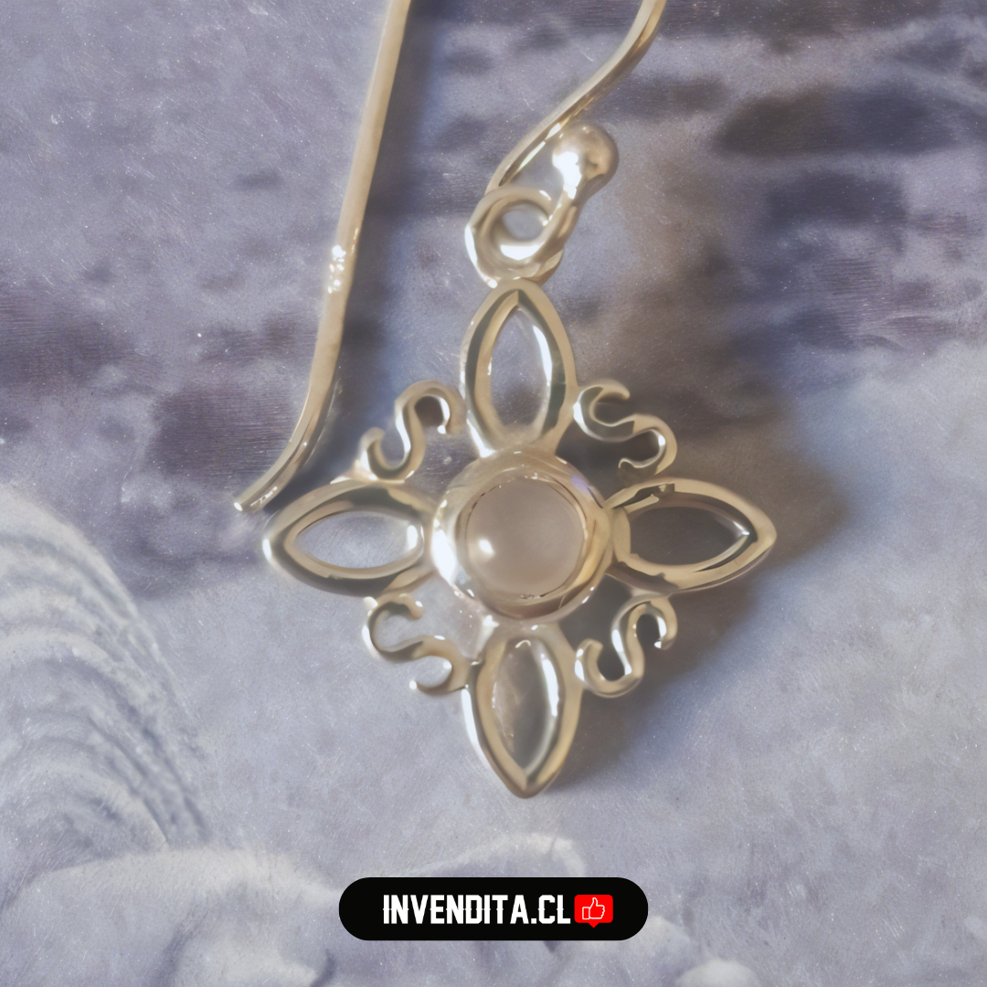 Aros de plata 925 nudo de brujas con piedra luna