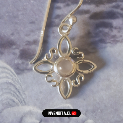 Aros de plata 925 nudo de brujas con piedra luna