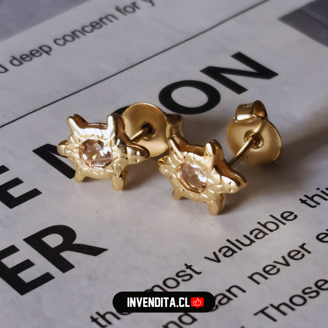 Aros enchapados en oro tortuga con circón rosa