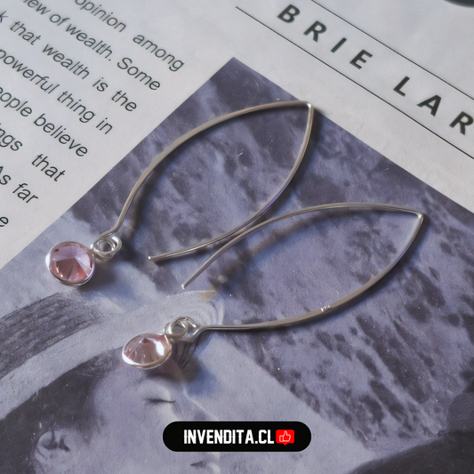 Aros de plata 925 estilo gancho con circón rosa