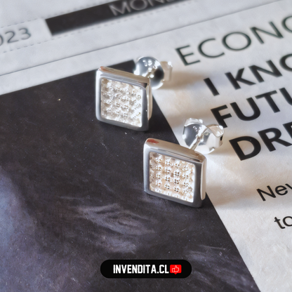 Aros de plata 925 cuadrado con circones
