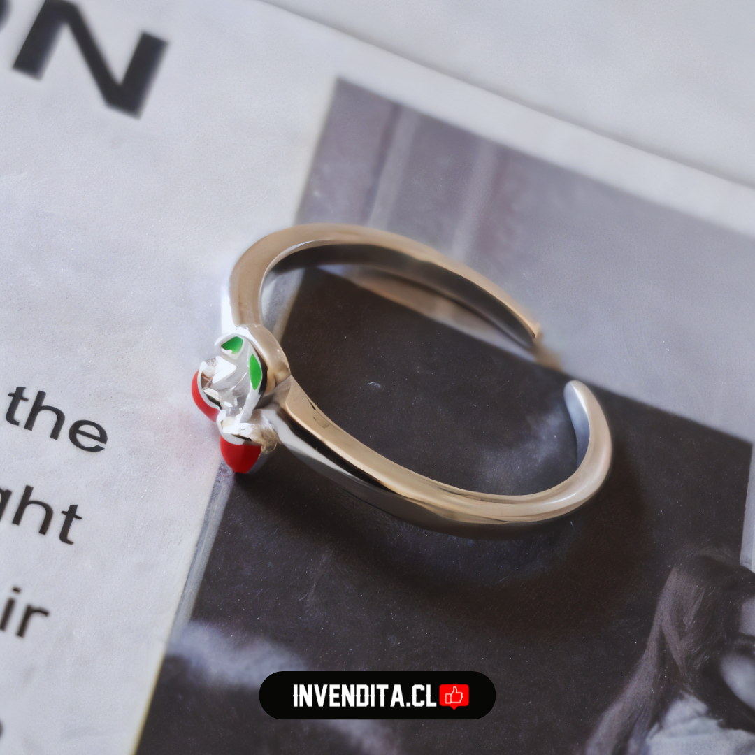 Anillo de plata 925 MIDI cereza esmaltada