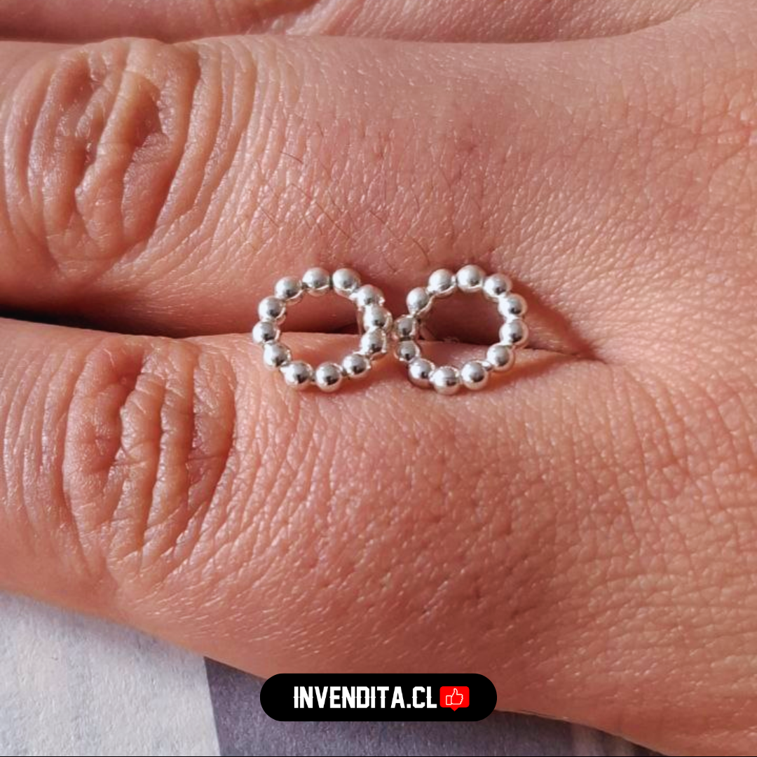 Aros de plata 925 estilo circulo con esferas