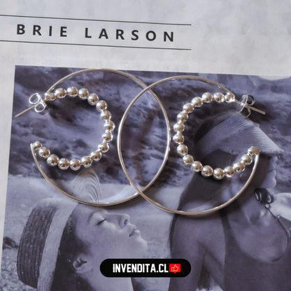 Aros de plata 925 luna formada por esferas