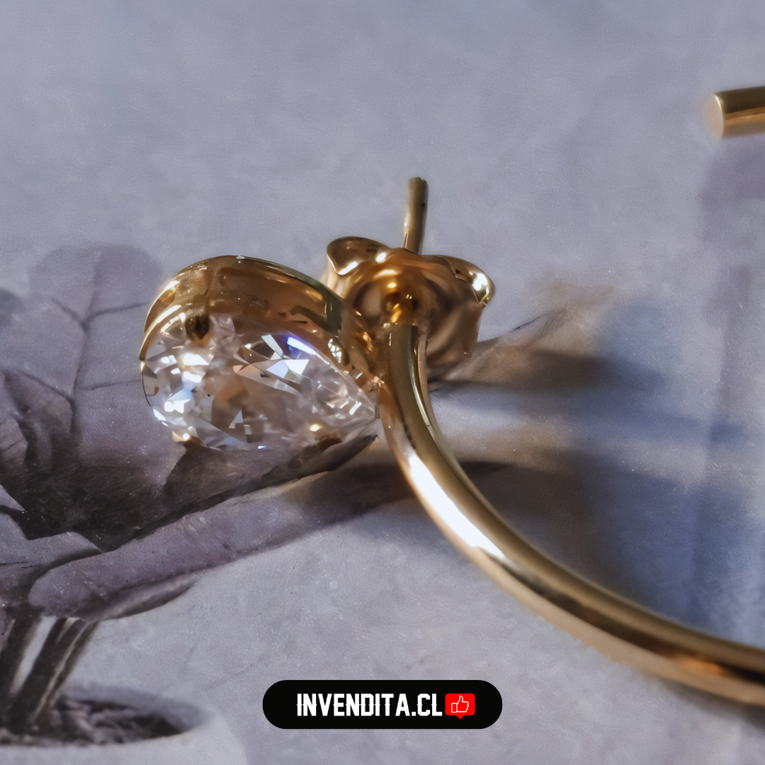 Aros enchapados en oro argollas con circón estilo lady