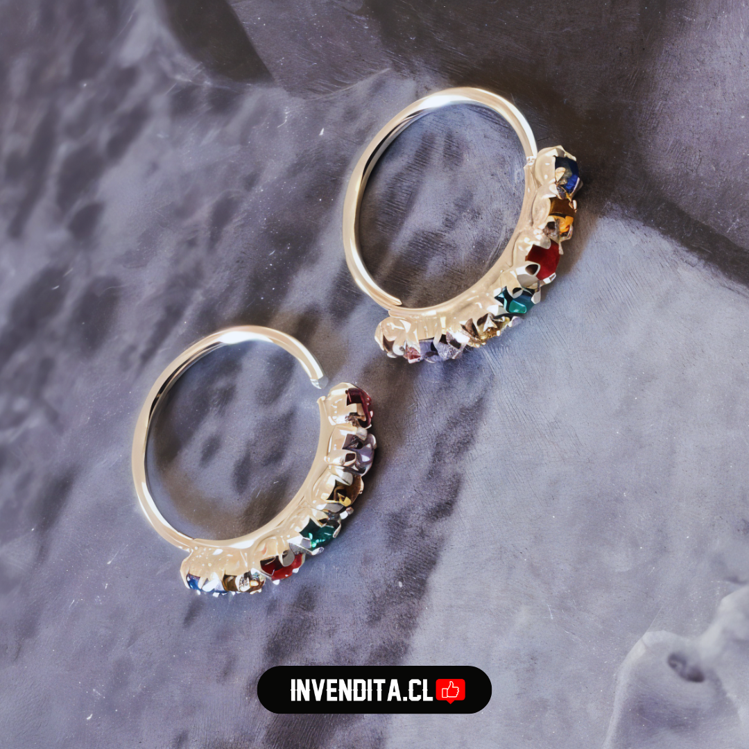 Aros de plata 925 piercing banda circones de colores