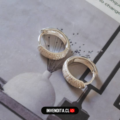 Aros de plata 925 estilo Huggies pavé con circones