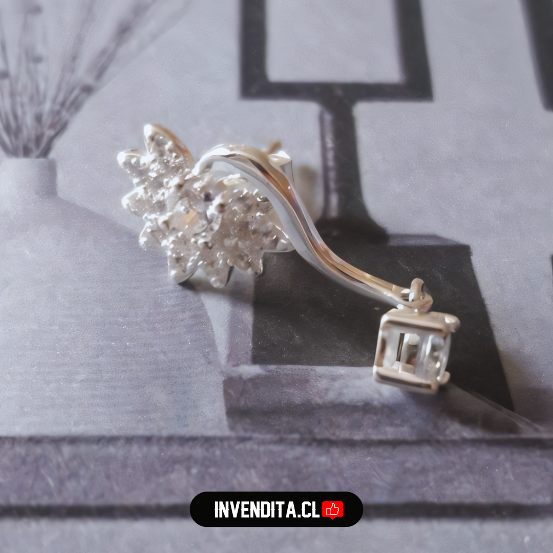 Aros de plata 925 flor Larga con circones