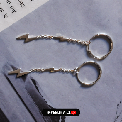 Aros de plata 925 argollas con cadena y rayos
