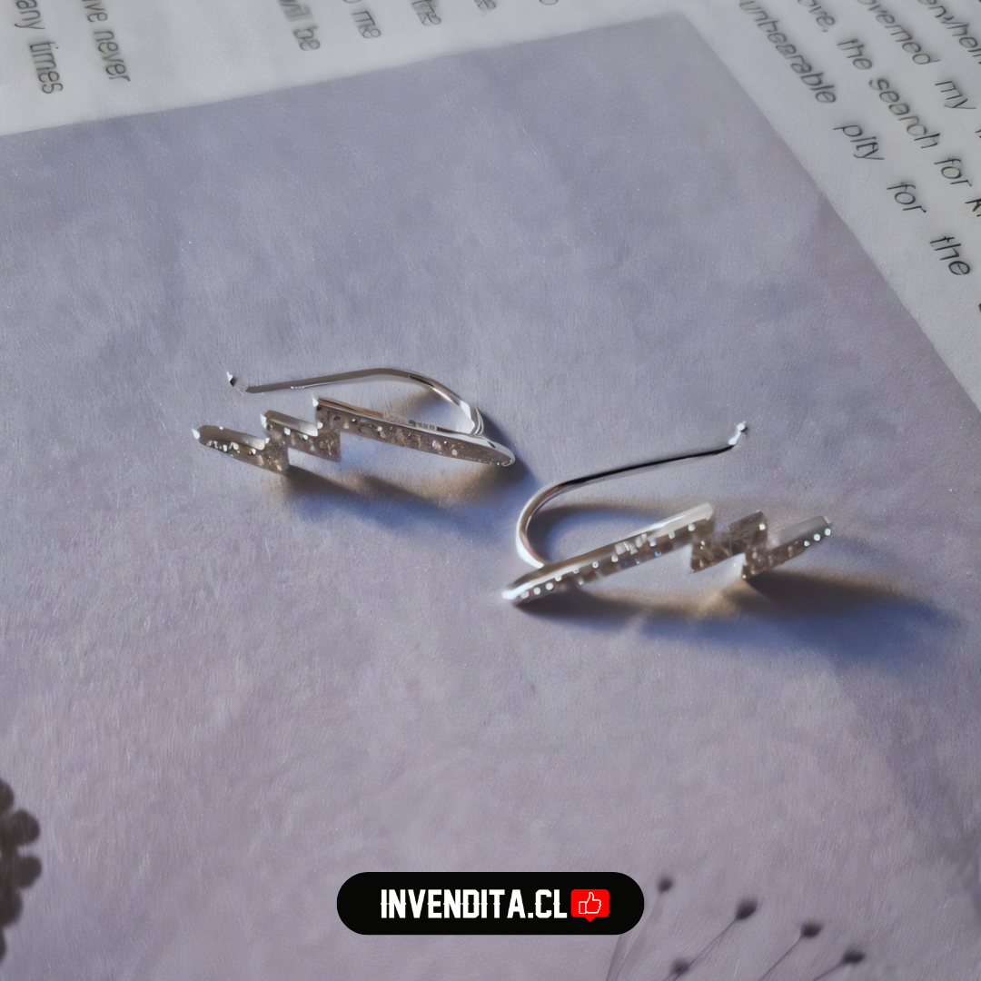 Aros de plata 925 rayo tipo trepador micro circón