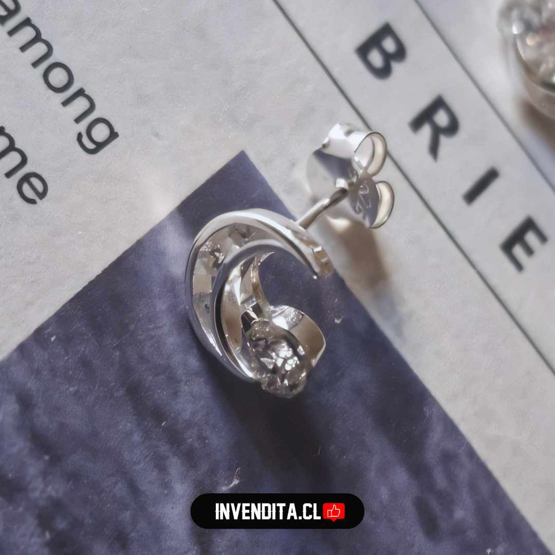 Aros de plata 925 media luna con circón