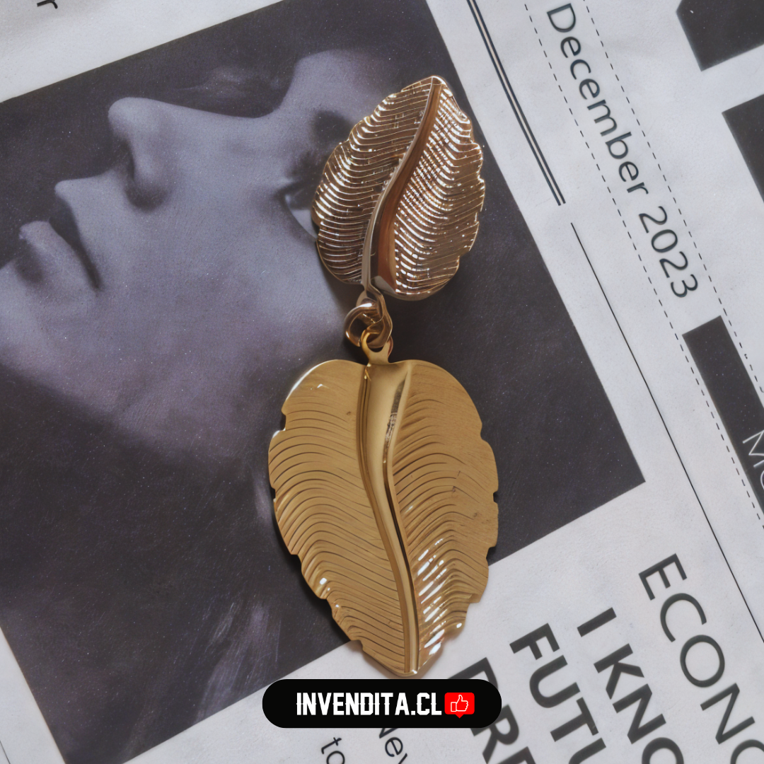 Aros enchapados en oro diseño placas de hojas