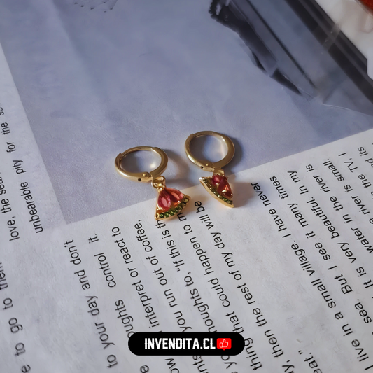 Aros enchapados en oro argollas con colgantes de sandía