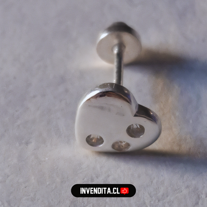 Aros de plata 925 para niños con tope corazón con detalles