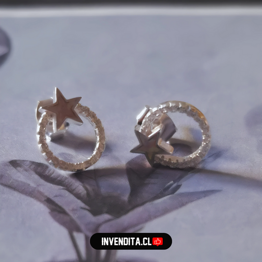 Aros de plata 925 circulo con estrella de Ópalo australiano