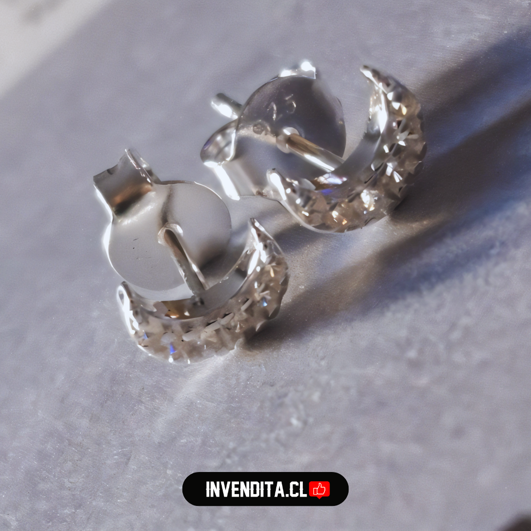 Aros de plata 925 semi luna con circones