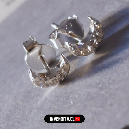Aros de plata 925 semi luna con circones