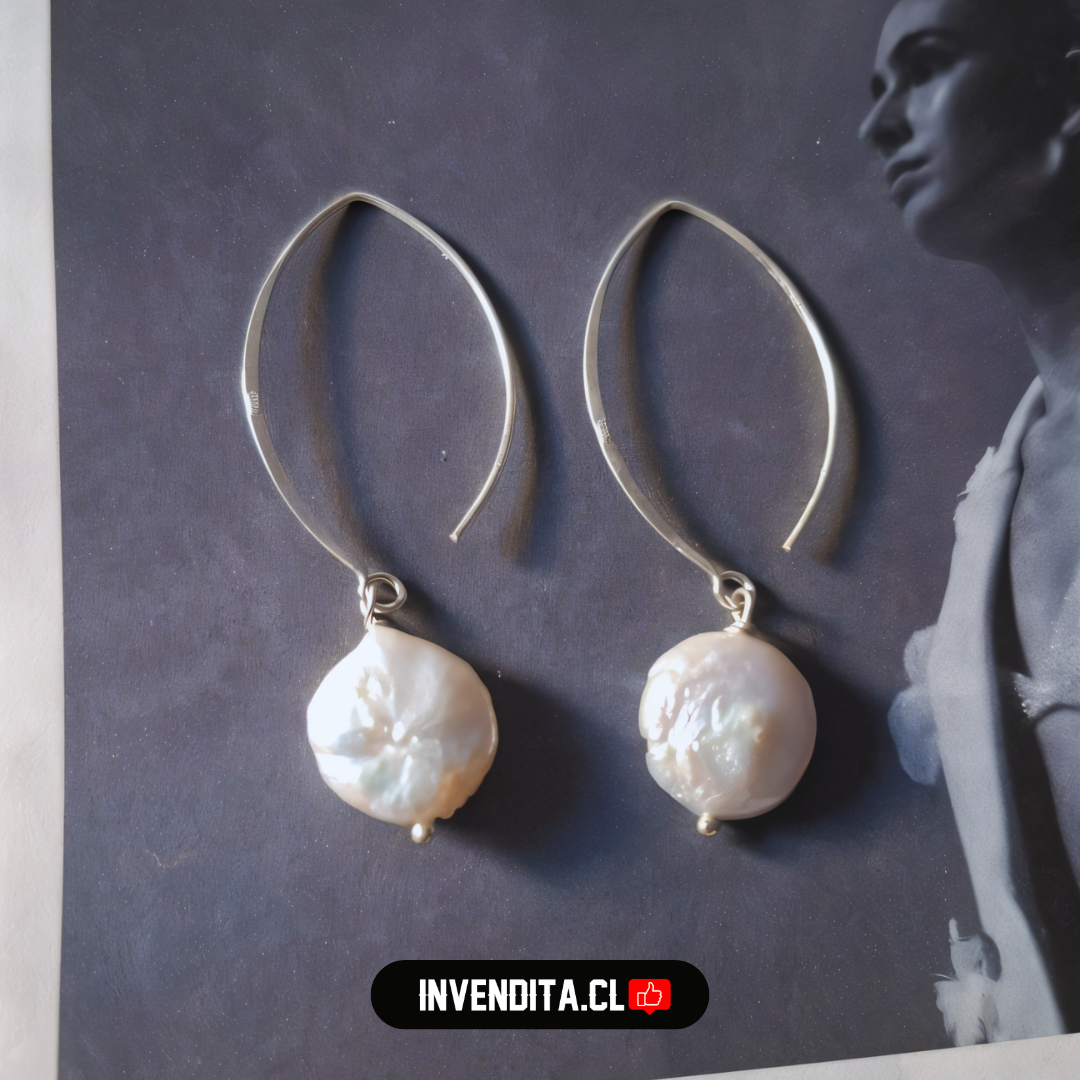 Aros de plata 925 estilo argolla con piedra nácar