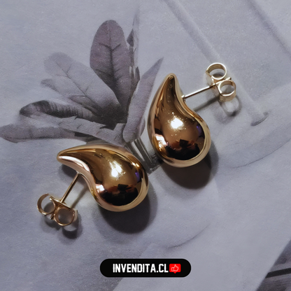 Aros enchapados en oro gotas medianas