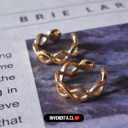 Aros enchapados en oro Cuff diseño trenzado