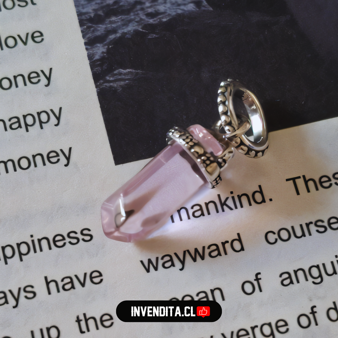 Charm estilo pandora péndulo de cuarzo rosa