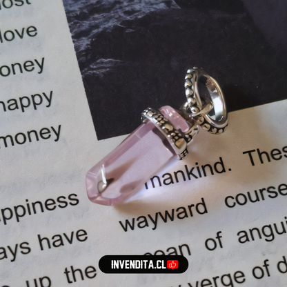 Charm estilo pandora péndulo de cuarzo rosa