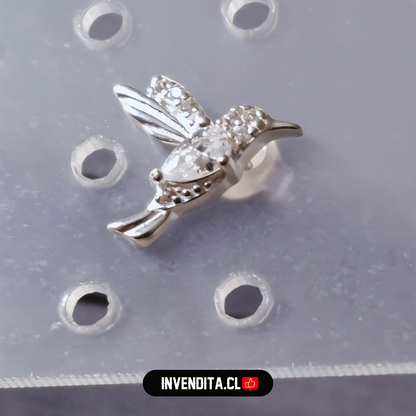 Aros de plata 925 colibrí con circones