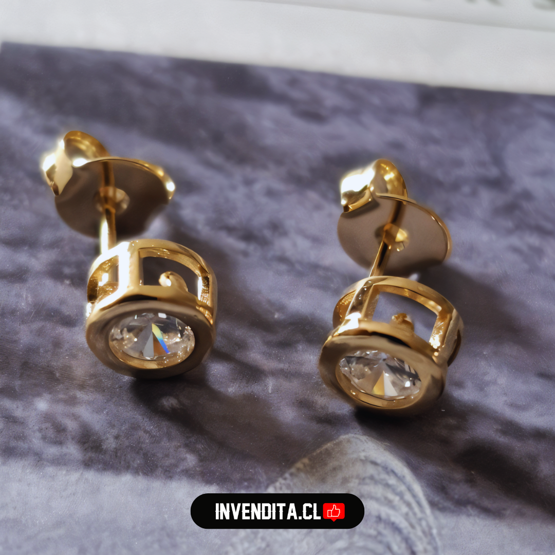 Aros enchapados en oro circón tipo grifa