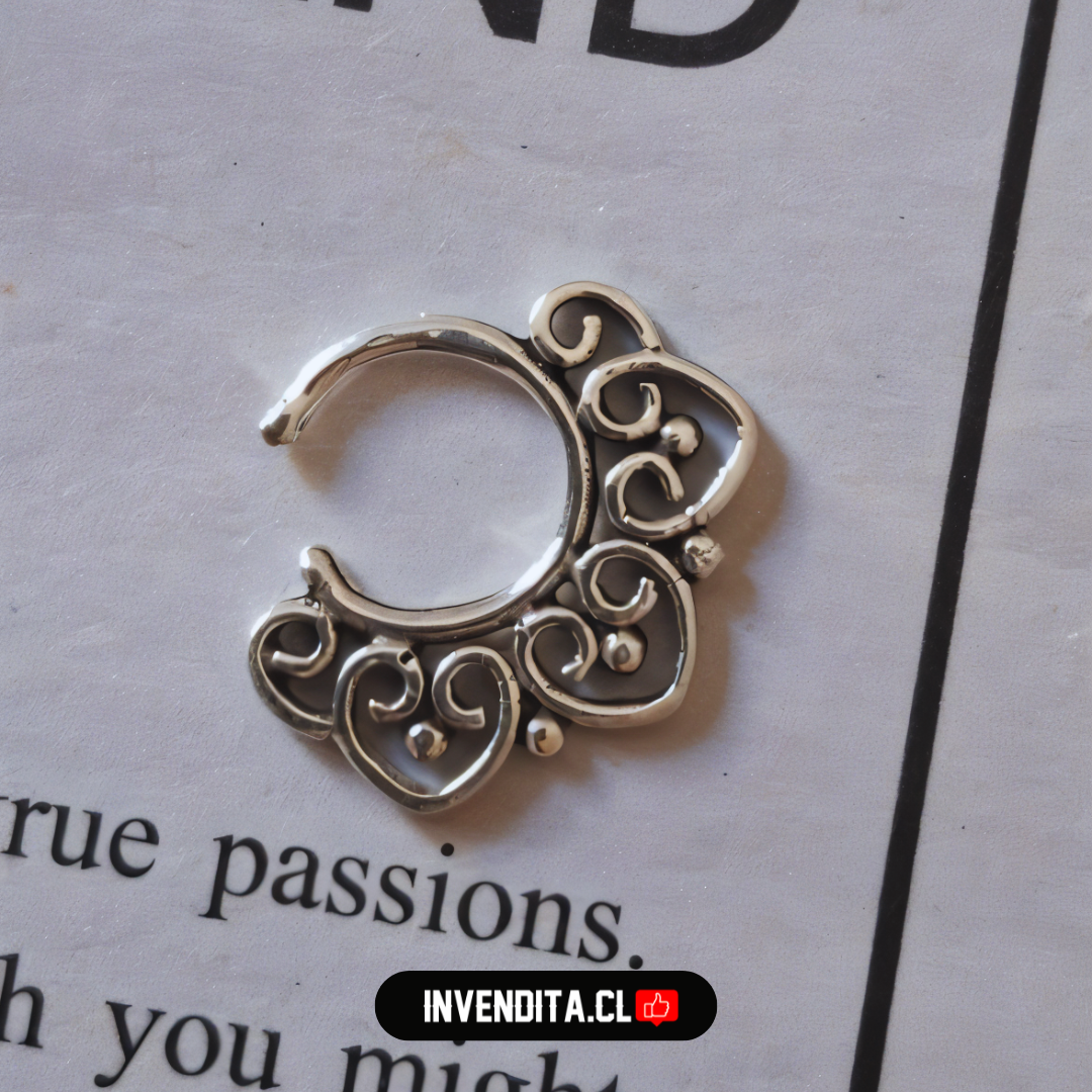 Aros de plata 925 piercing septum diseño corazones