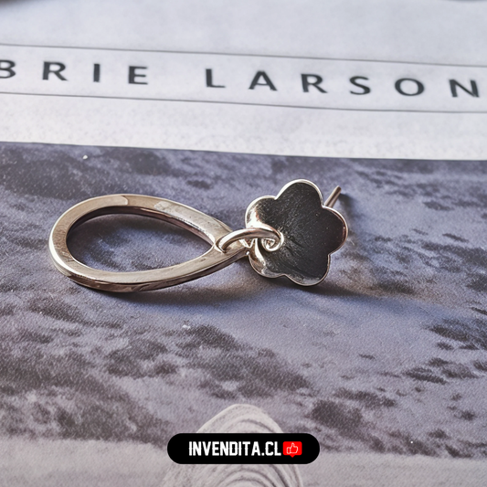 Aros de plata 925 diseño de flor con hoja unida