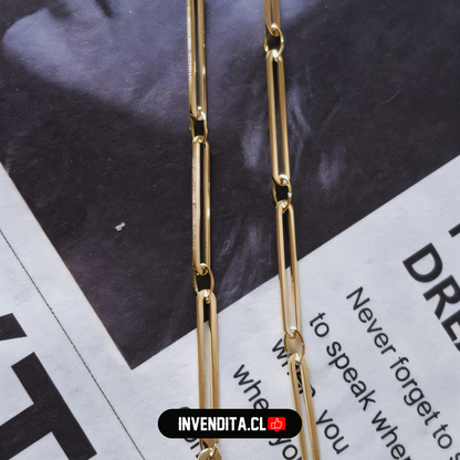 Collar enchapado en oro eslabones ovalados largos