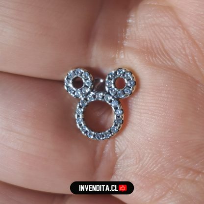 Aros de plata 925 estilo Mickey Mouse con circones