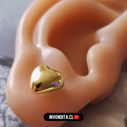 Aros enchapados en oro diseño corazón liso