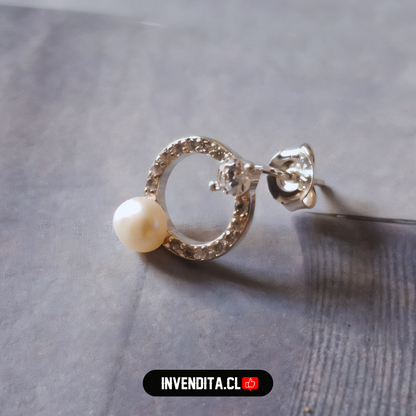 Aros de Plata 925 circulo con circones y perla