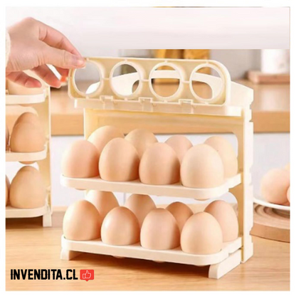 Organizador Huevos Almacenamiento Apilable 3 Niveles 24 Unidades