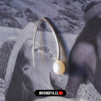 Aros de plata 925 estilo varita con perla