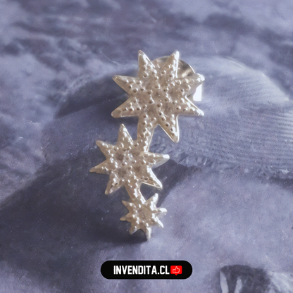 Aros de plata 925 tres estrellas con micro circones
