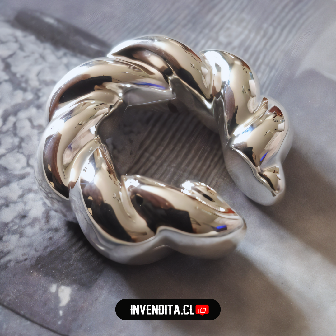 Aro enchapado en plata Cuff maxi diseño anudado