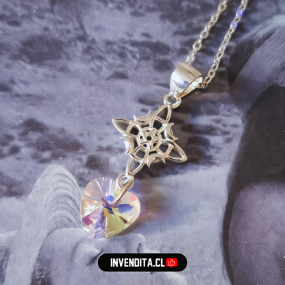 Collar de Plata 925 nudo de brujas con corazón cristal hecho con Swarovski