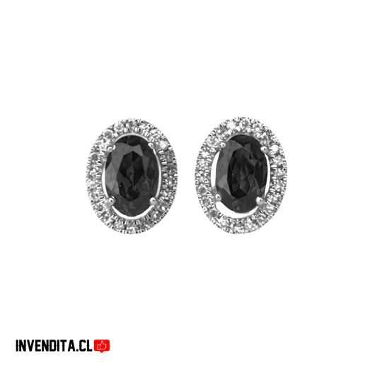 Aros de Plata 925 con circón negro