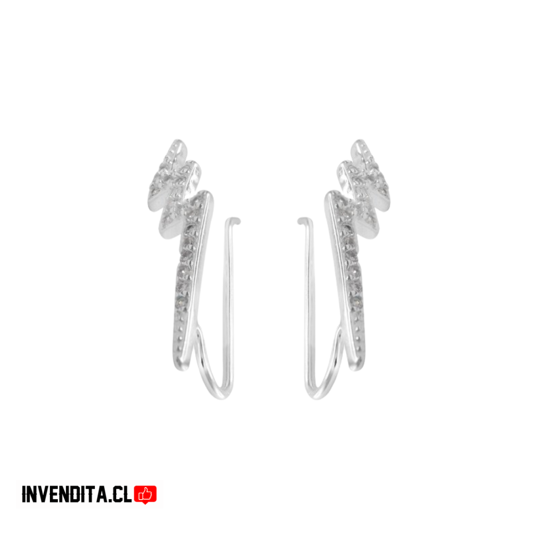 Aros de plata 925 rayo tipo trepador micro circón