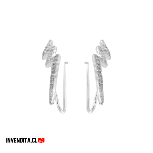 Aros de plata 925 rayo tipo trepador micro circón