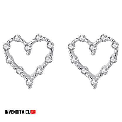 Aros de plata 925 corazones con micro circones