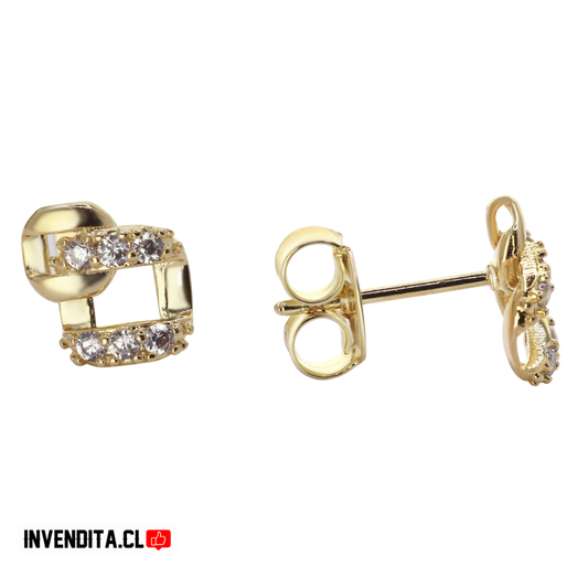 Aros enchapados en oro estilo marcos cruzados con circones