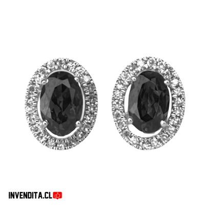 Aros de plata 925 con circón negro
