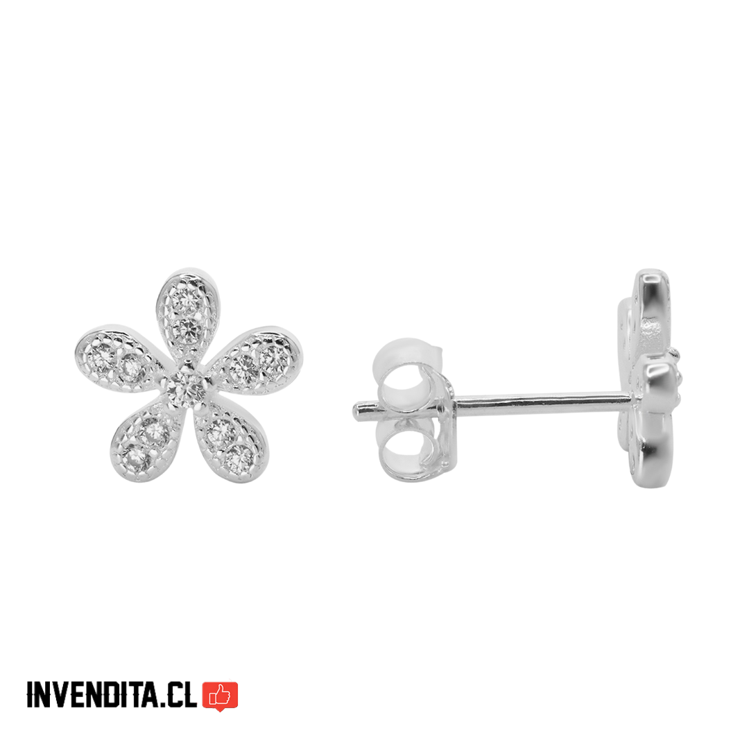 Aros plata 925 flores con circones